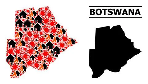 War Mosaic Map of Botswana 스톡 일러스트