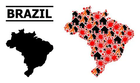 War Mosaic Map of Brazil 스톡 일러스트