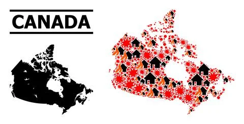 War Mosaic Map of Canada Stock Illustration