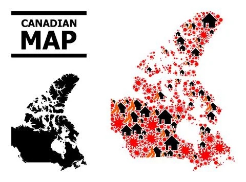 War Mosaic Map of Canada Stock Illustration