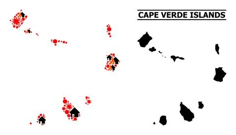 War Mosaic Map of Cape Verde Islands Illustrazione stock