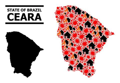 War Mosaic Map of Ceara State Stock Illustration