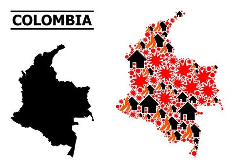 War Mosaic Map of Colombia Stock Illustration