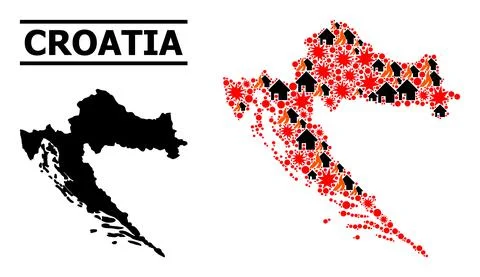 War Mosaic Map of Croatia イラスト素材