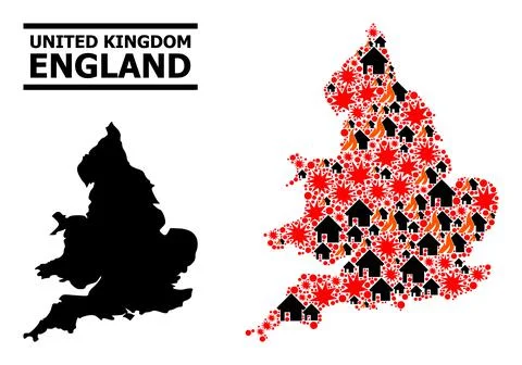War Mosaic Map of England イラスト素材
