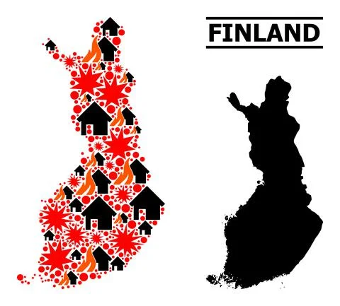 War Mosaic Map of Finland Stock Illustration