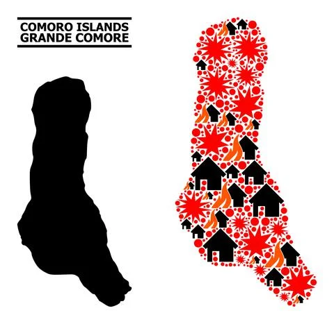 War Mosaic Map of Grande Comore Island Stock Illustration