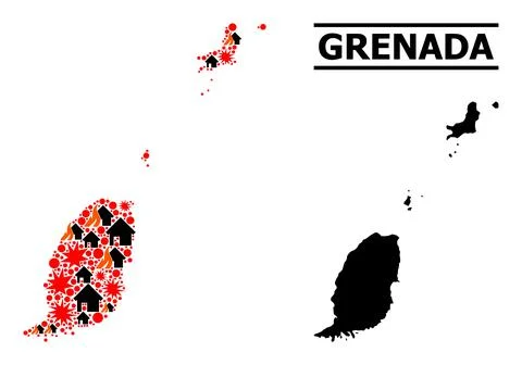 War Mosaic Map of Grenada Islands イラスト素材