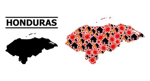 War Mosaic Map of Honduras Stock Illustration