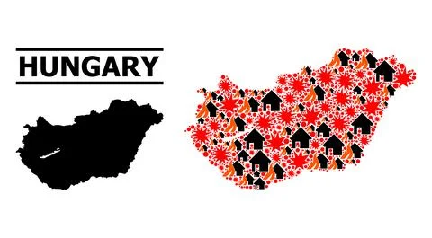 War Mosaic Map of Hungary Stock Illustration