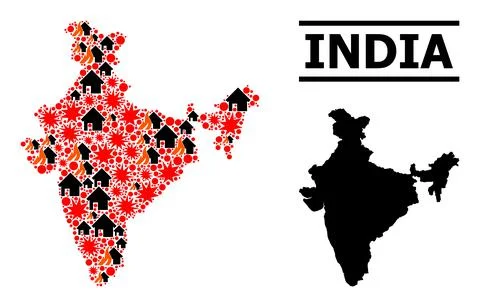 War Mosaic Map of India 스톡 일러스트