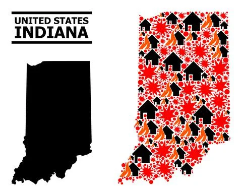 War Mosaic Map of Indiana State Illustrazione stock