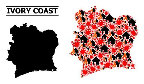 War Mosaic Map of Ivory Coast Stock Illustration