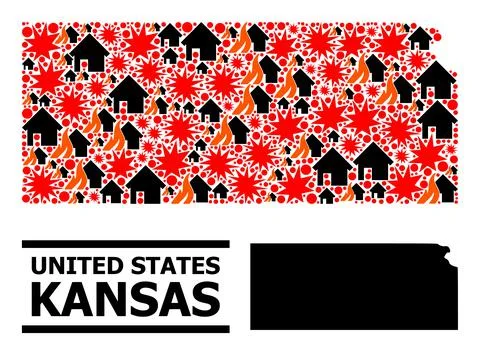 War Mosaic Map of Kansas State Illustrazione stock