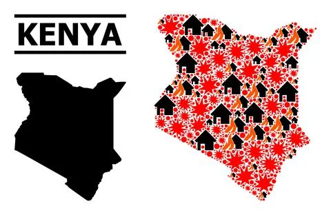 War Mosaic Map of Kenya イラスト素材