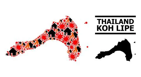 War Mosaic Map of Koh Lipe Stock Illustration