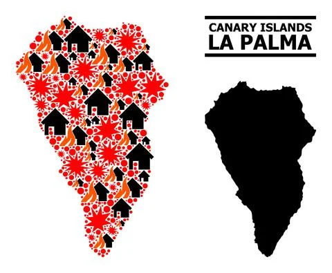 War Mosaic Map of La Palma Island イラスト素材