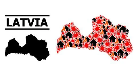 War Mosaic Map of Latvia Stock Illustration