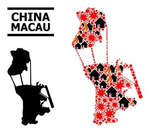 War Mosaic Map of Macau イラスト素材