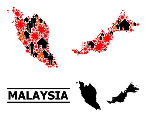 War Mosaic Map of Malaysia Stock Illustration