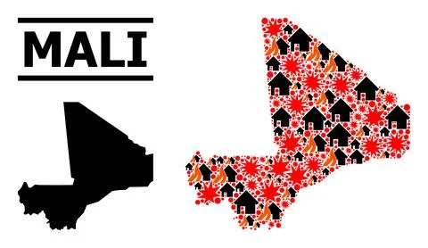 War Mosaic Map of Mali Illustrazione stock