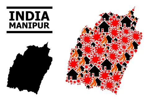 War Mosaic Map of Manipur State Stock Illustration