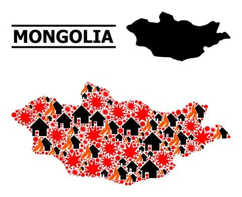 War Mosaic Map of Mongolia Illustrazione stock