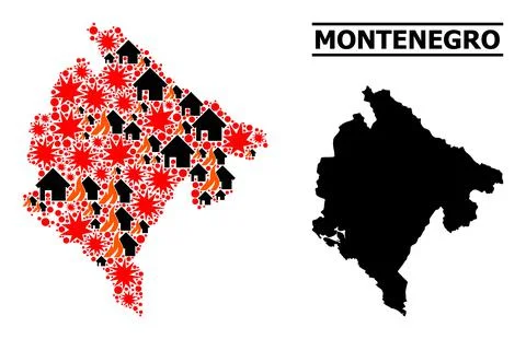 War Mosaic Map of Montenegro Stock Illustration