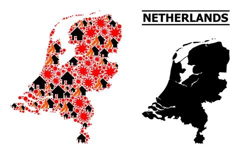 War Mosaic Map of Netherlands Stock Illustration