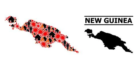 War Mosaic Map of New Guinea Island イラスト素材