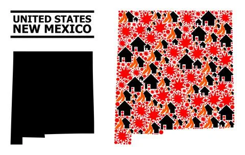 War Mosaic Map of New Mexico State イラスト素材