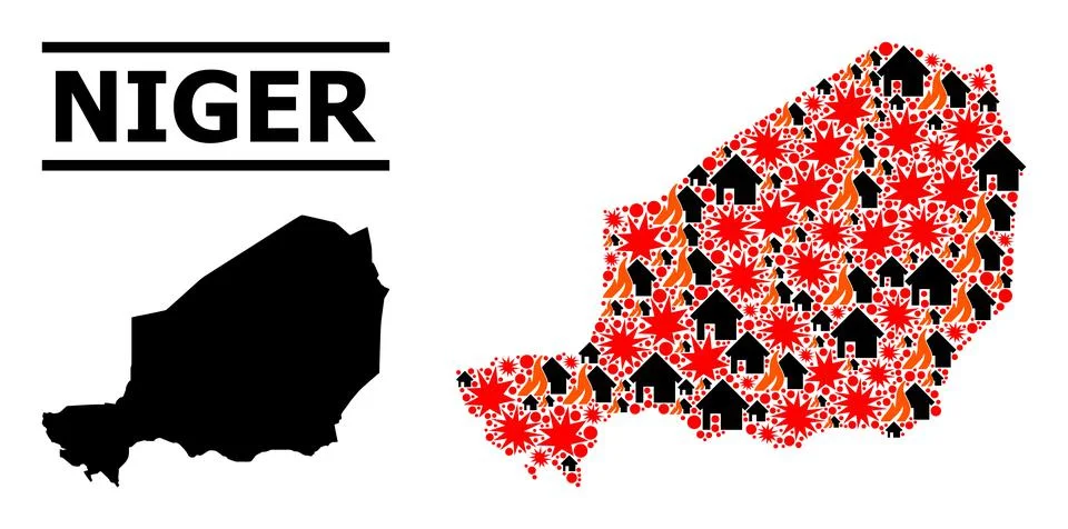 War Mosaic Map of Niger Stock Illustration