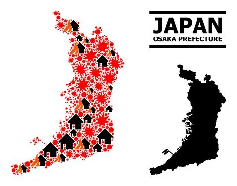 War Mosaic Map of Osaka Prefecture Stockillustratie