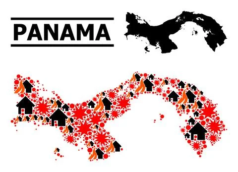 War Mosaic Map of Panama Stock Illustration