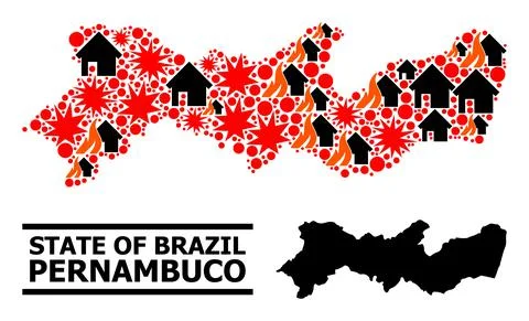 War Mosaic Map of Pernambuco State イラスト素材