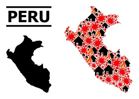 War Mosaic Map of Peru Illustrazione stock