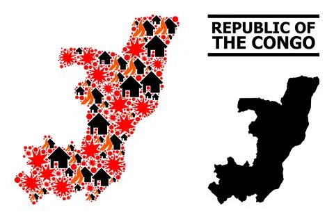 War Mosaic Map of Republic of the Congo Stock Illustration