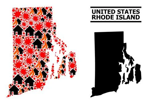 War Mosaic Map of Rhode Island State Stock Illustration