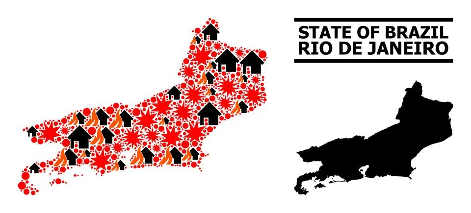 War Mosaic Map of Rio De Janeiro State 스톡 일러스트