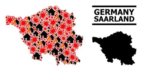 War Mosaic Map of Saarland State Stock Illustration