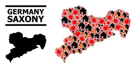 War Mosaic Map of Saxony State Illustrazione stock