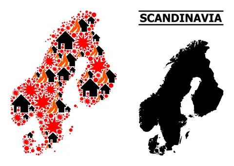 War Mosaic Map of Scandinavia イラスト素材