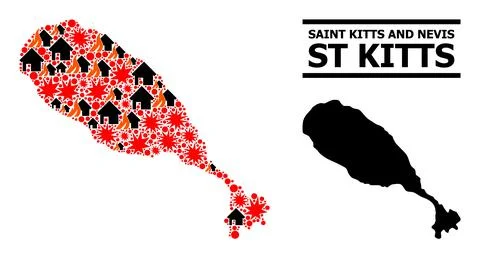 War Mosaic Map of St Kitts Island Illustrazione stock