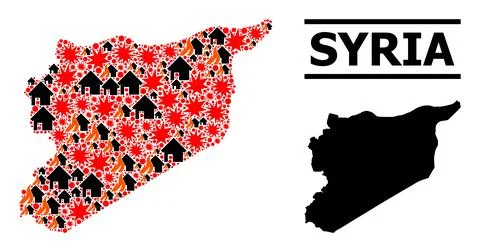 War Mosaic Map of Syria Illustrazione stock