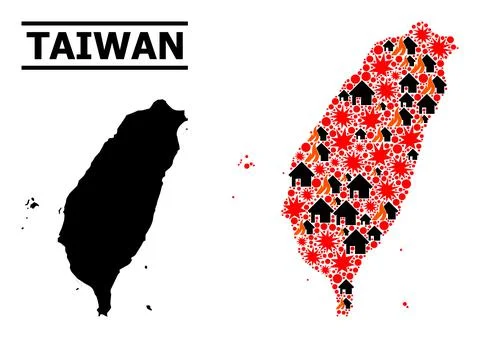 War Mosaic Map of Taiwan Illustrazione stock