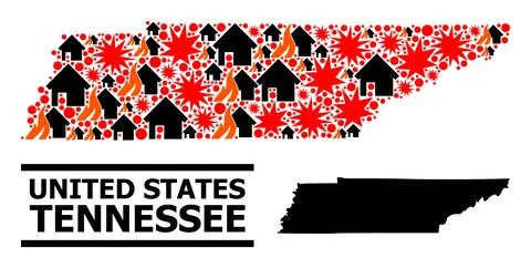 War Mosaic Map of Tennessee State Stock Illustration