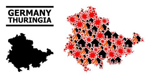 War Mosaic Map of Thuringia State Illustrazione stock