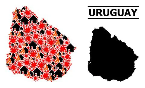 War Mosaic Map of Uruguay 스톡 일러스트