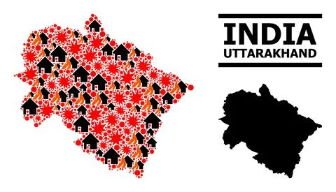 War Mosaic Map of Uttarakhand State Illustrazione stock