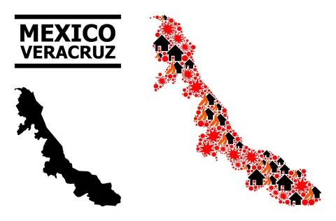 War Mosaic Map of Veracruz State Stock Illustration